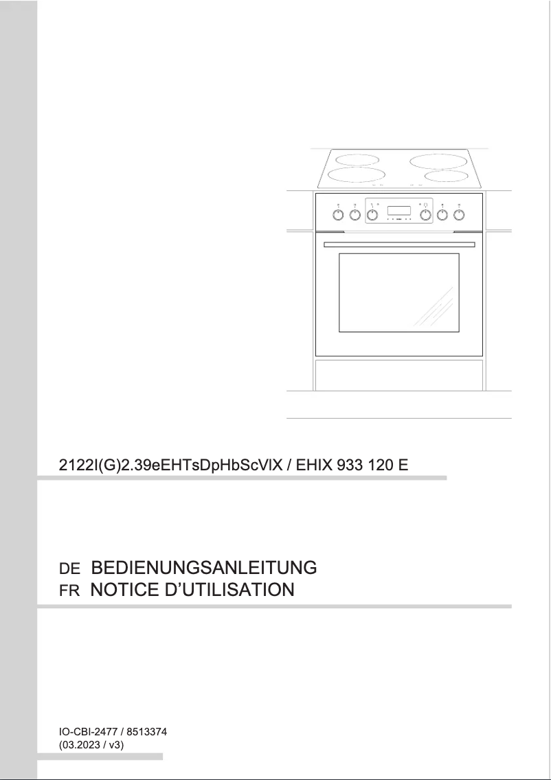 Page n°1 - Manuel utilisateur Amica EHIX 933 120 E