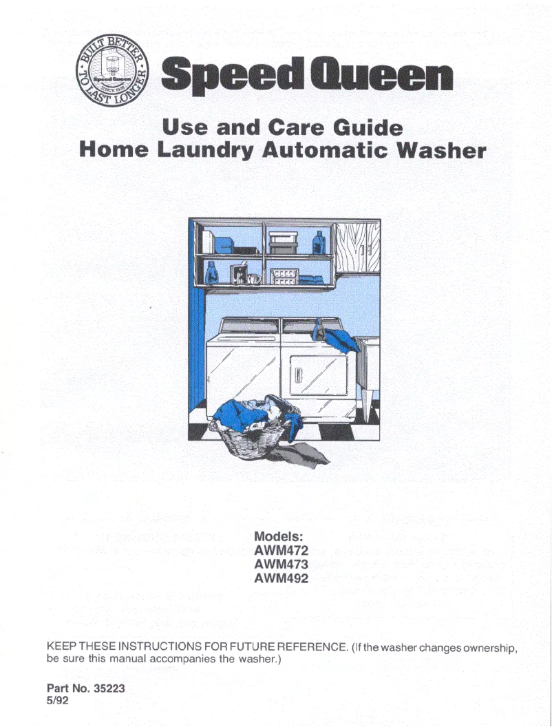 Page n°1 - Manuel utilisateur Speed Queen AWM473W