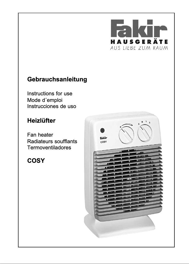 Page 1 de la notice Manuel utilisateur Fakir Cosy