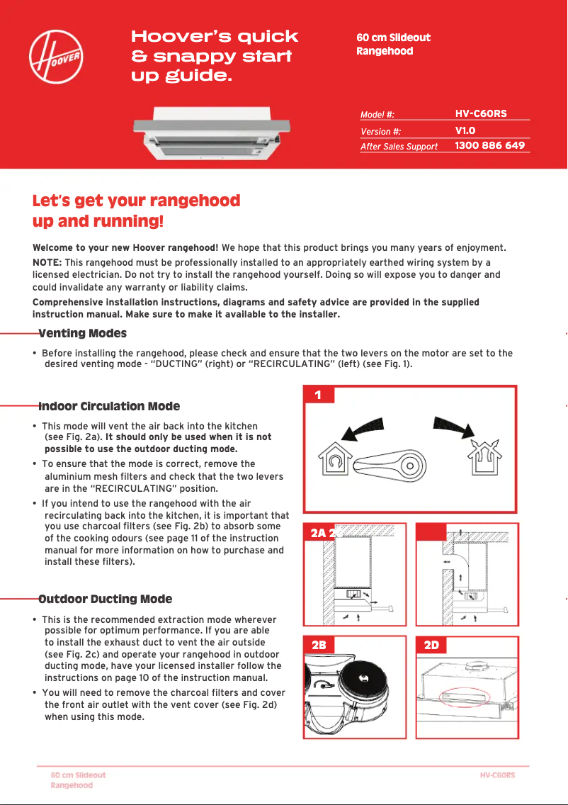 Page n°1 - Guide de démarrage rapide Hoover HV-C60RS