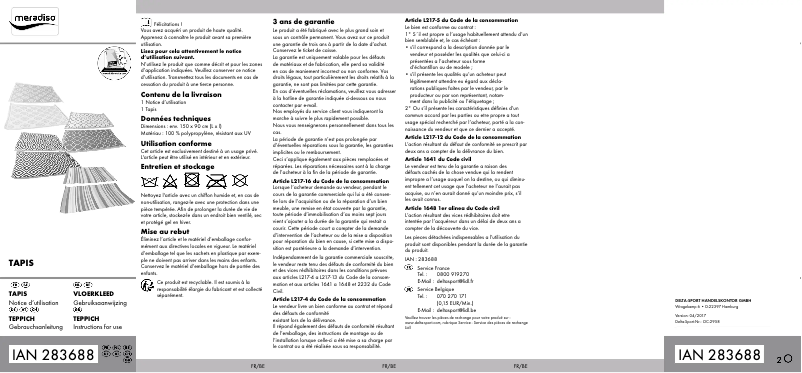 Page 1 de la notice Manuel utilisateur Meradiso IAN 283688