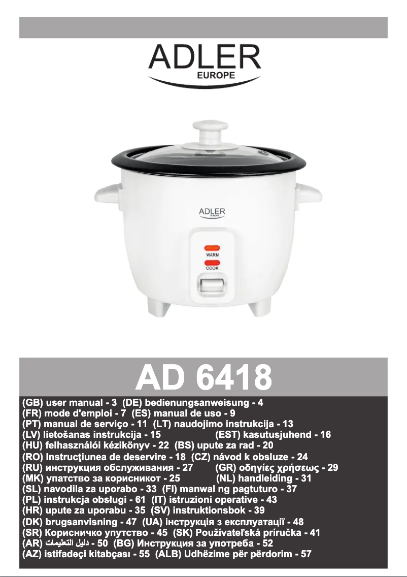 Image de la première page du manuel de l'appareil AD 6418