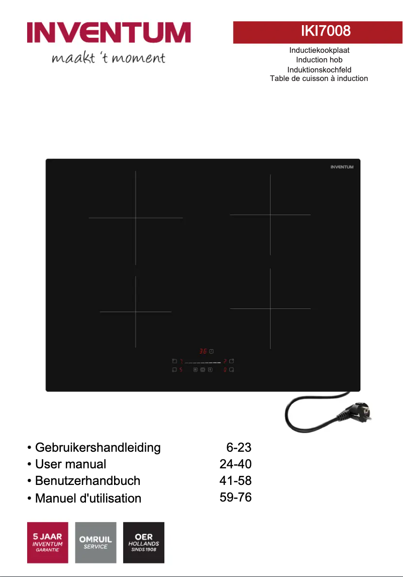 Page 1 de la notice Manuel utilisateur Inventum IKI7008