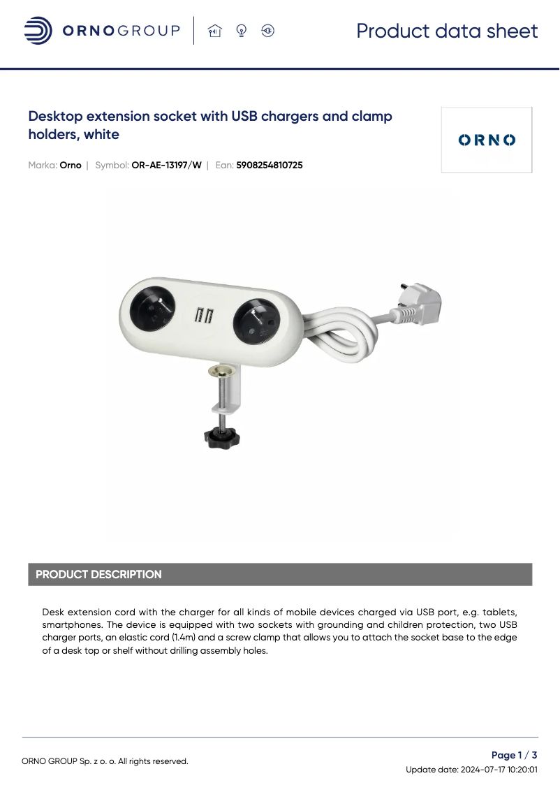 Image de la première page du manuel de l'appareil OR-AE-13197