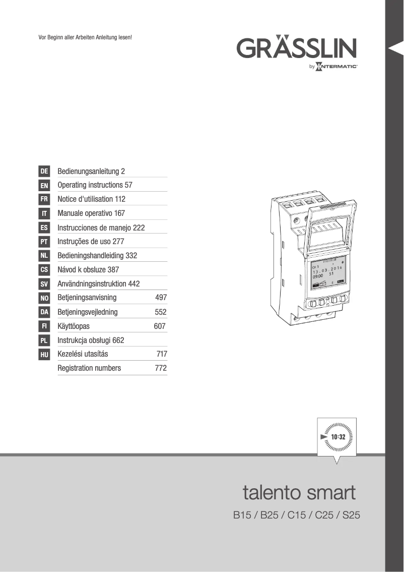 Image de la première page du manuel de l'appareil talento smart S25