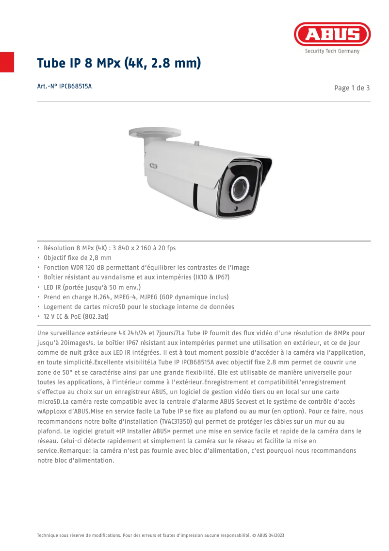 Imagen de la primera página del manual del dispositivo IPCB68515A
