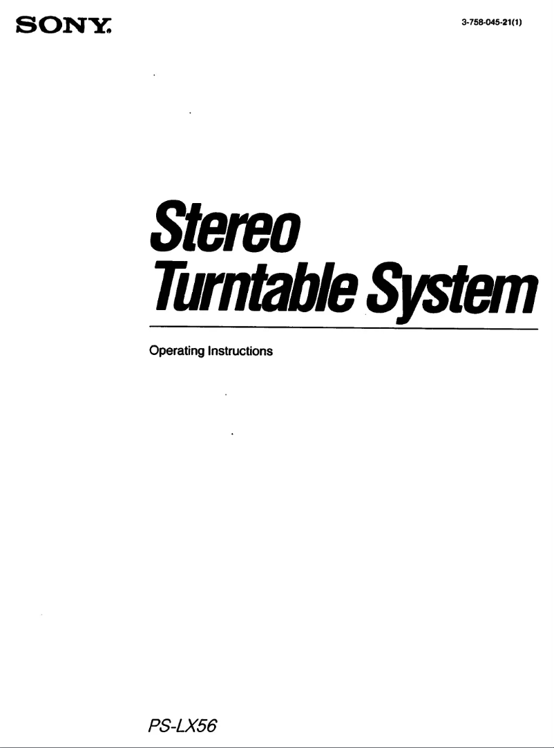 Page n°1 - Manuel utilisateur Sony PS-LX56