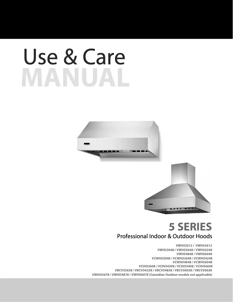 Page n°1 - Manuel d'utilisation et d'entretien Viking VCWH53048WH