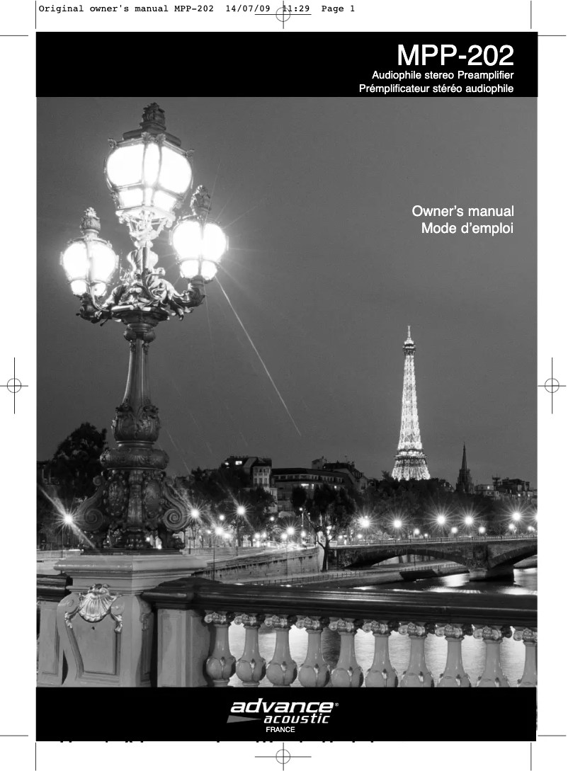 Page n°1 - Manuel utilisateur Advance Acoustic MPP 202