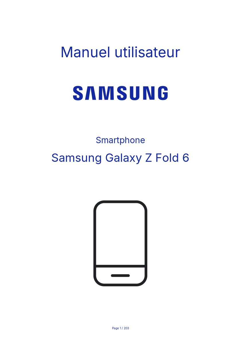 Image de la première page du manuel de l'appareil Galaxy Z Fold 6