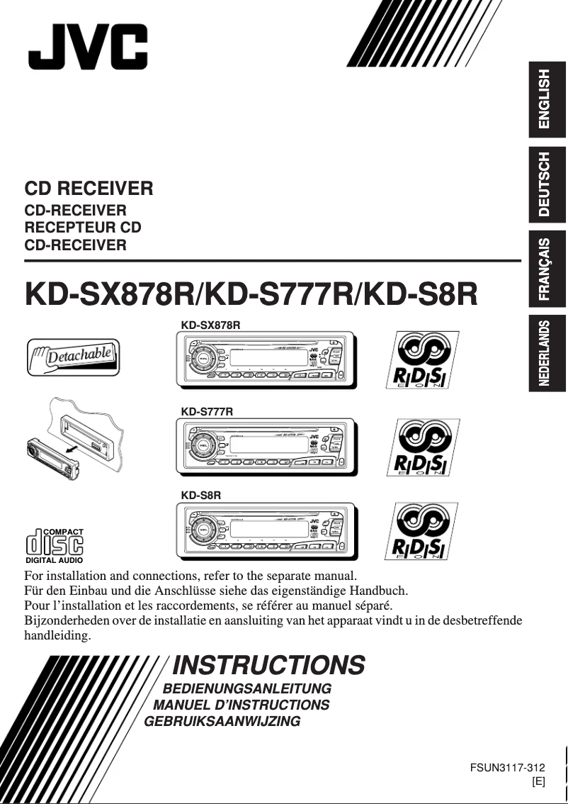 Page 1 de la notice Manuel utilisateur JVC KD-SX878R