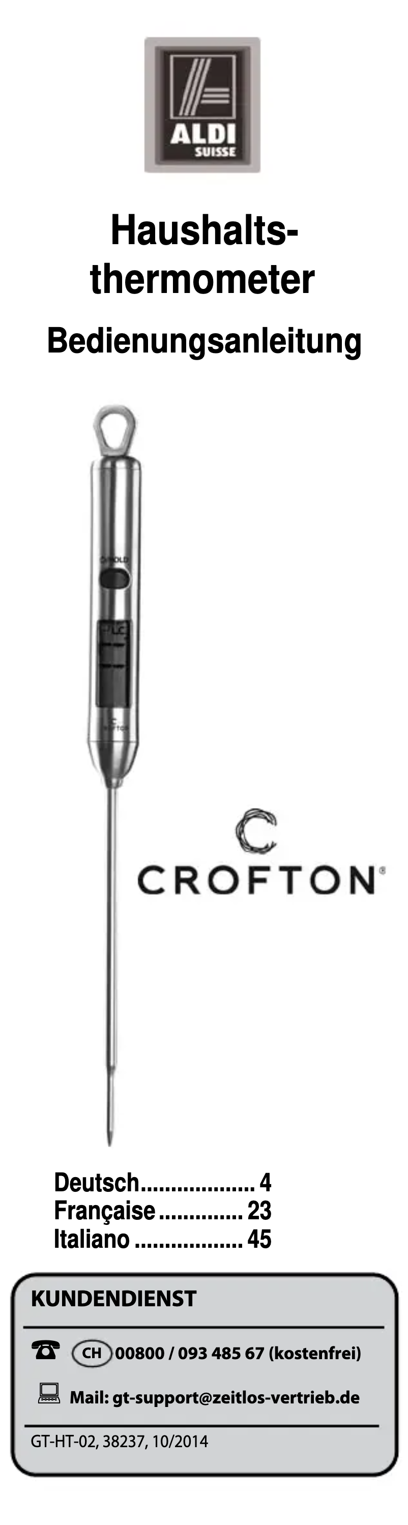 Página 1 del manual Manual de usuario Crofton GT-HT-02