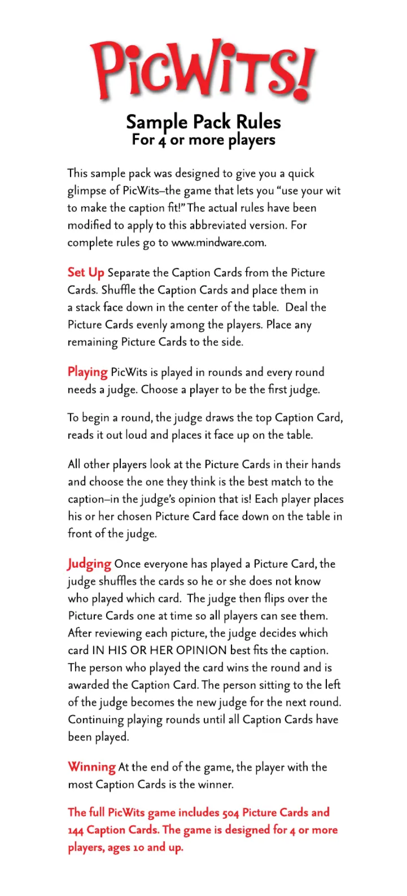 Image de la première page du manuel de l'appareil PicWits!