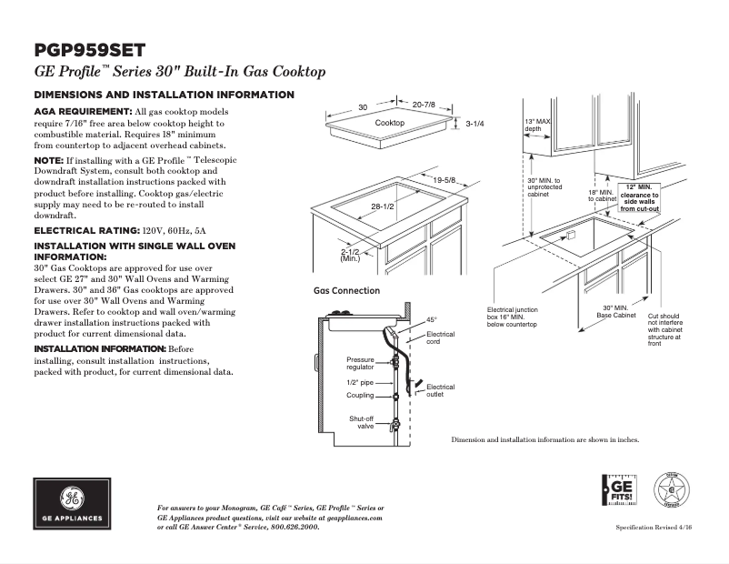 Page n°1 - Fiche technique GE Profile PGP959SETSS
