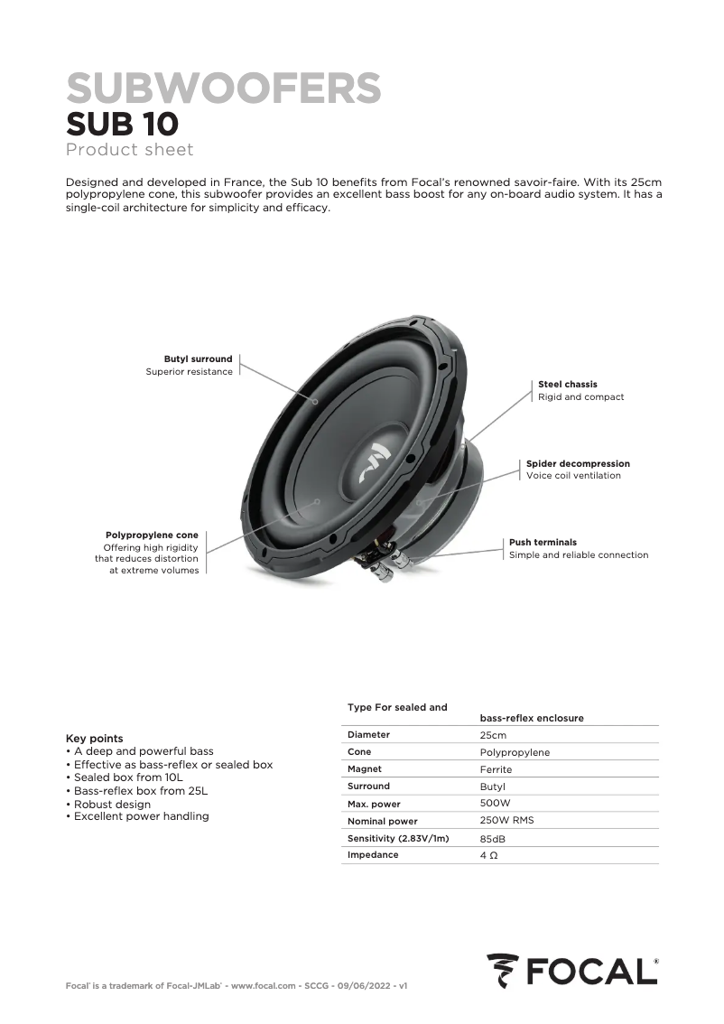 Image de la première page du manuel de l'appareil Sub 10