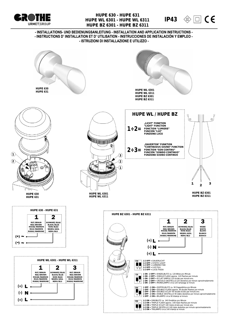 Image de la première page du manuel de l'appareil HUPE 630 8V AC