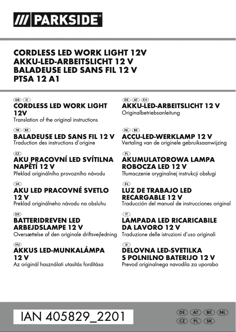 Page 1 de la notice Manuel utilisateur Parkside PTSA 12 A1