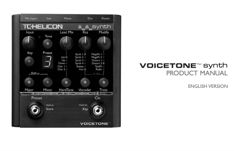 Page 1 de la notice Manuel utilisateur TC Helicon VoiceTone Synth