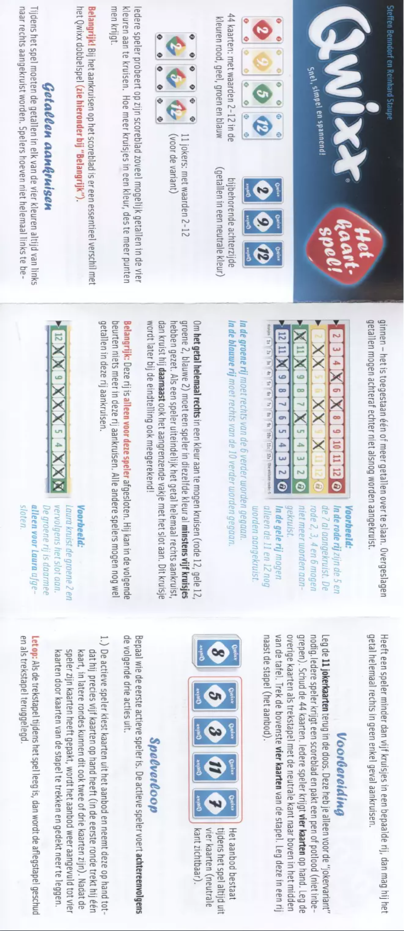 Image de la première page du manuel de l'appareil Qwixx Het Kaartspel