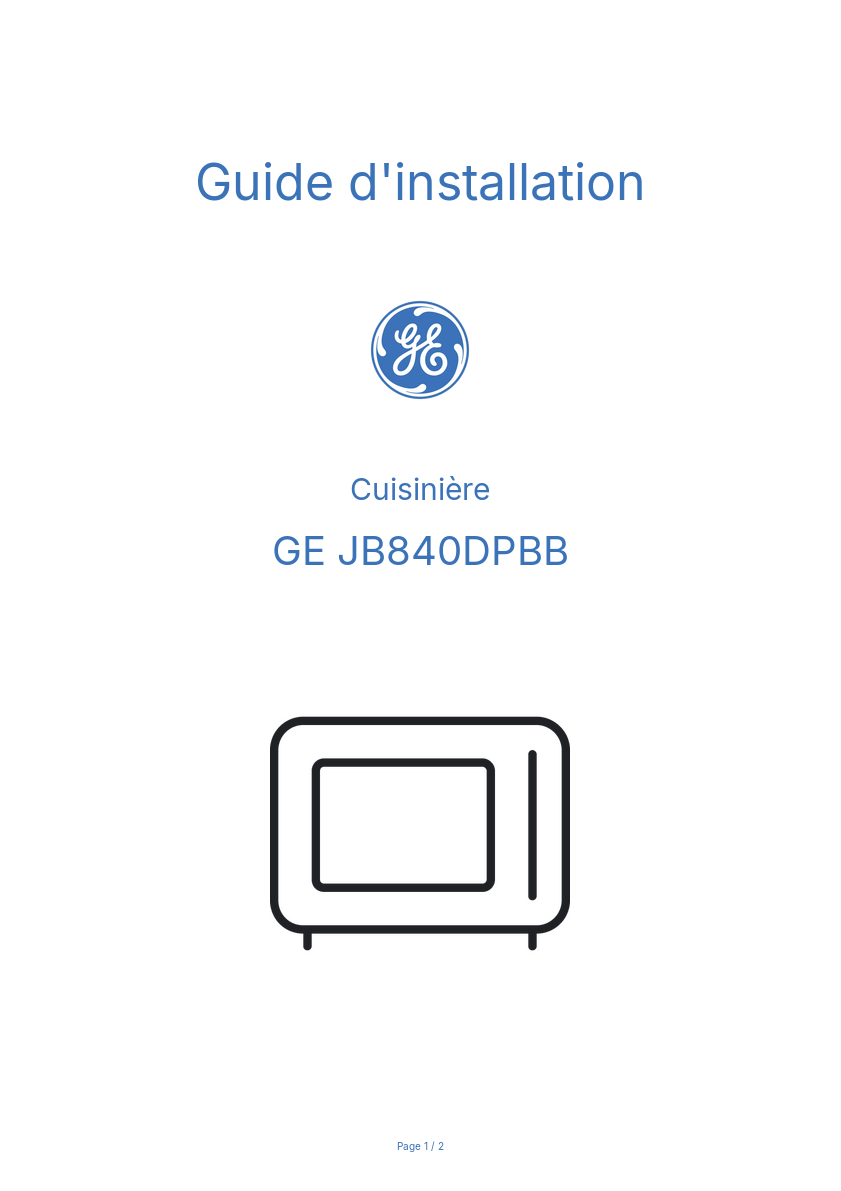 Image de la première page du manuel de l'appareil JB840DPBB