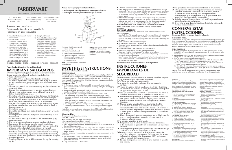 Página 1 del manual Manual de usuario Farberware PK1200SS