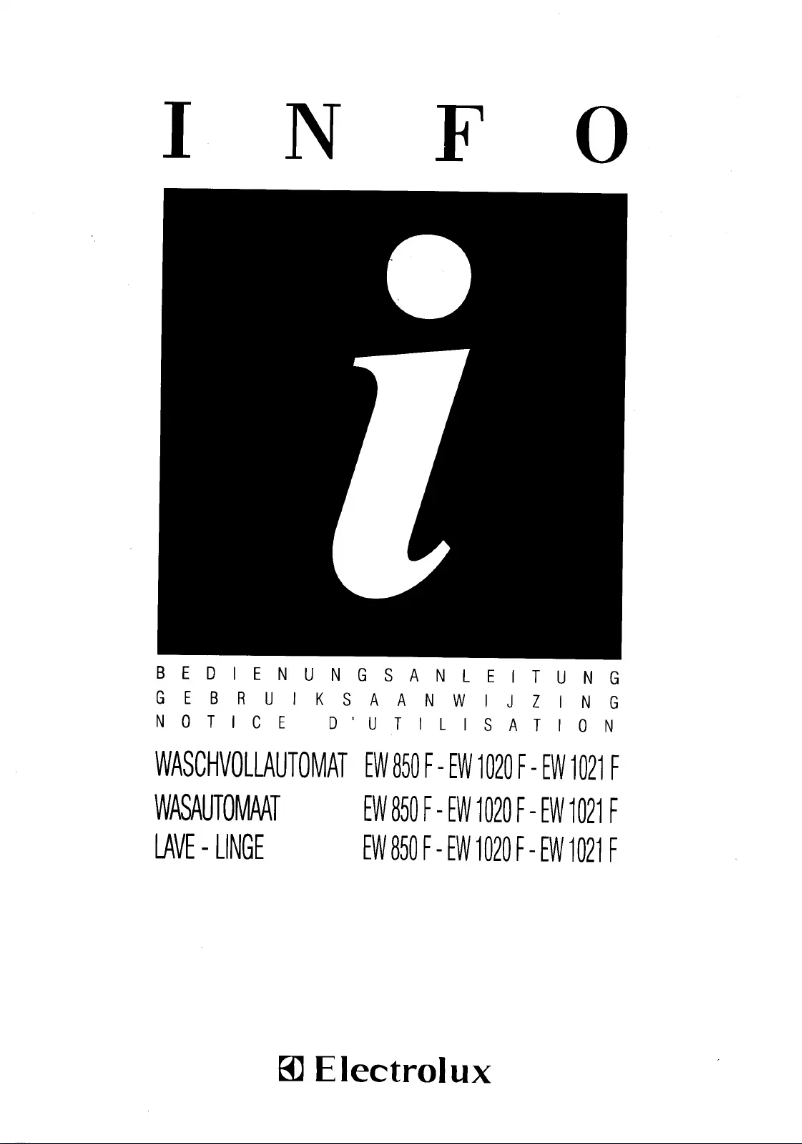 Page 1 de la notice Manuel utilisateur Electrolux EW 1021t ewt