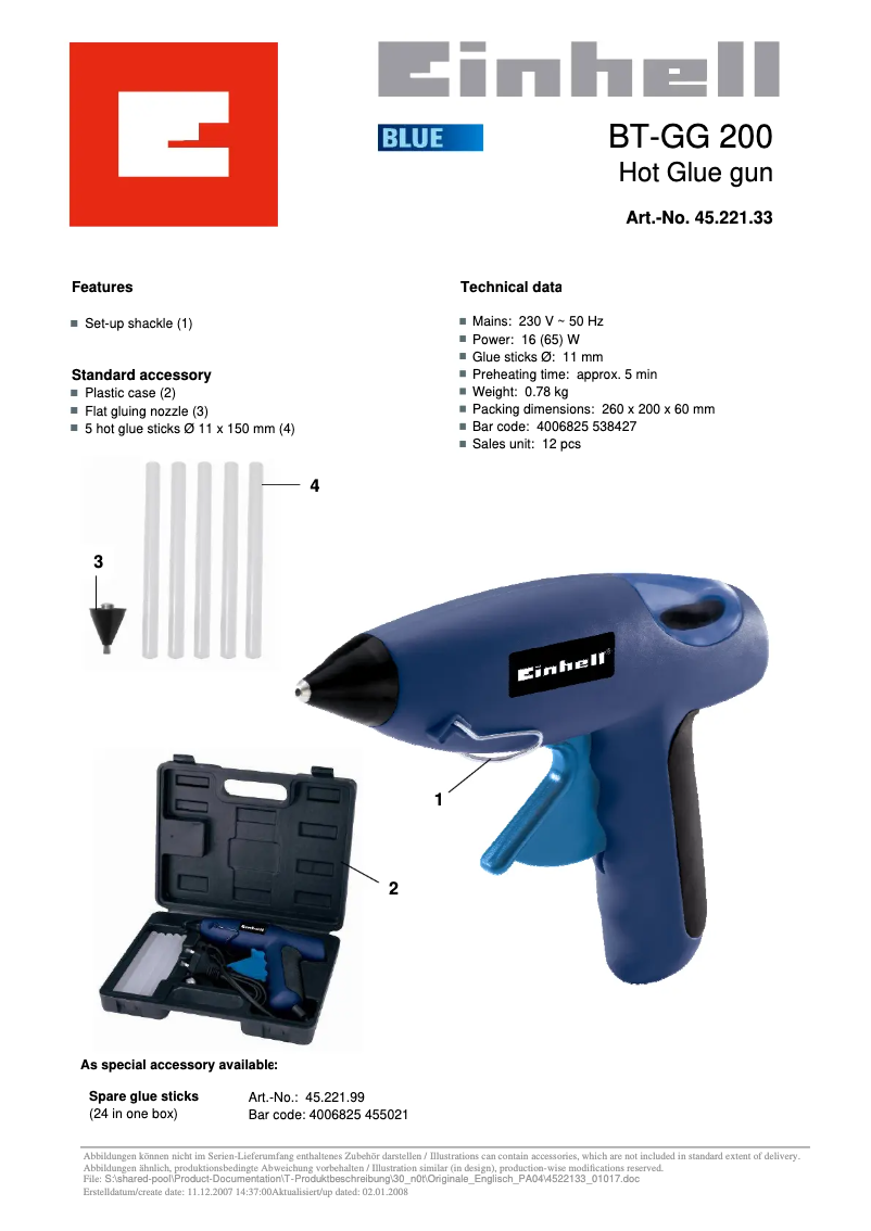 Image de la première page du manuel de l'appareil BT-GG 200