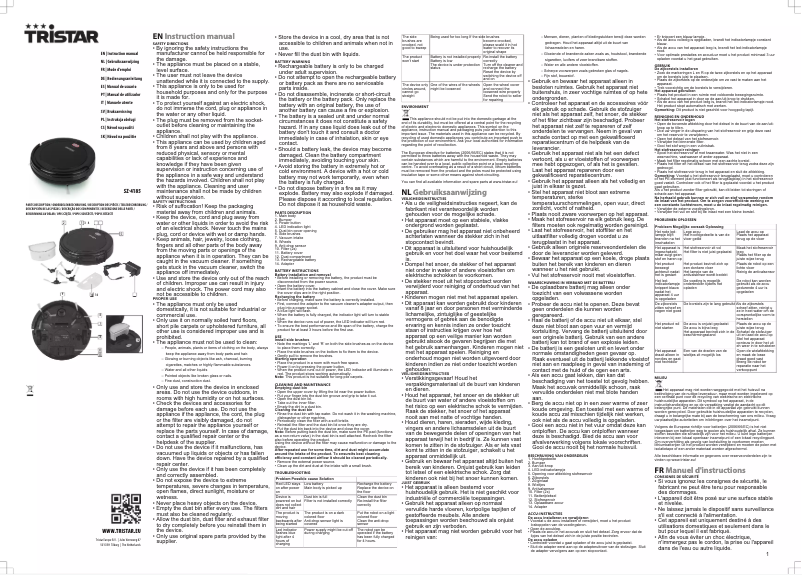 Page n°1 - Manuel utilisateur TriStar SZ-4185