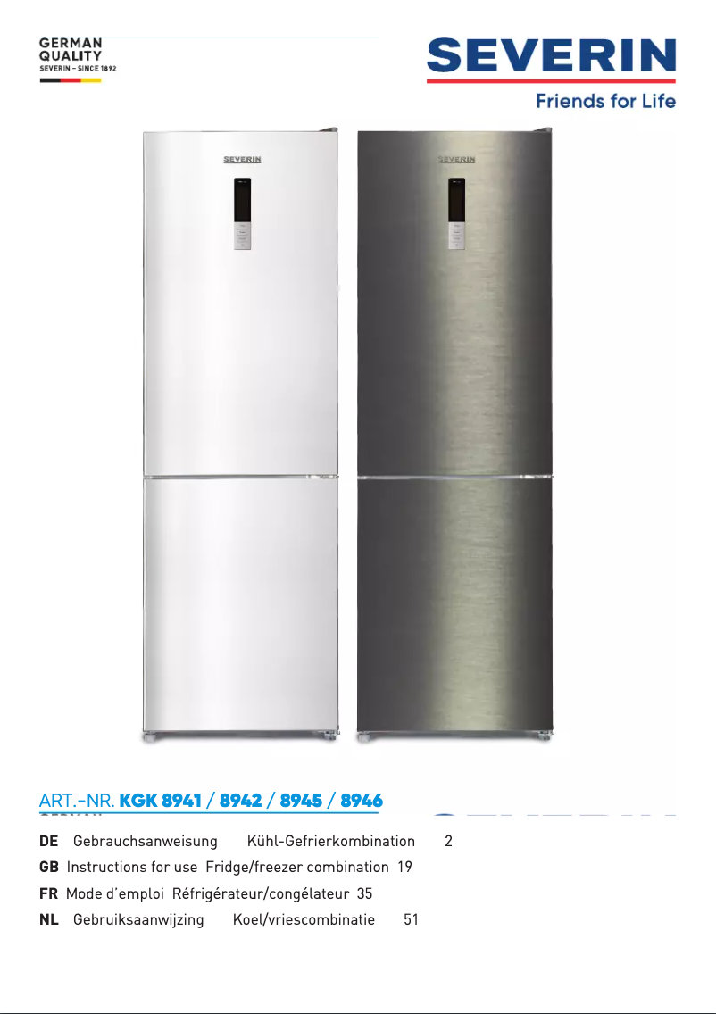 Page n°1 - Manuel utilisateur Severin KGK 8941