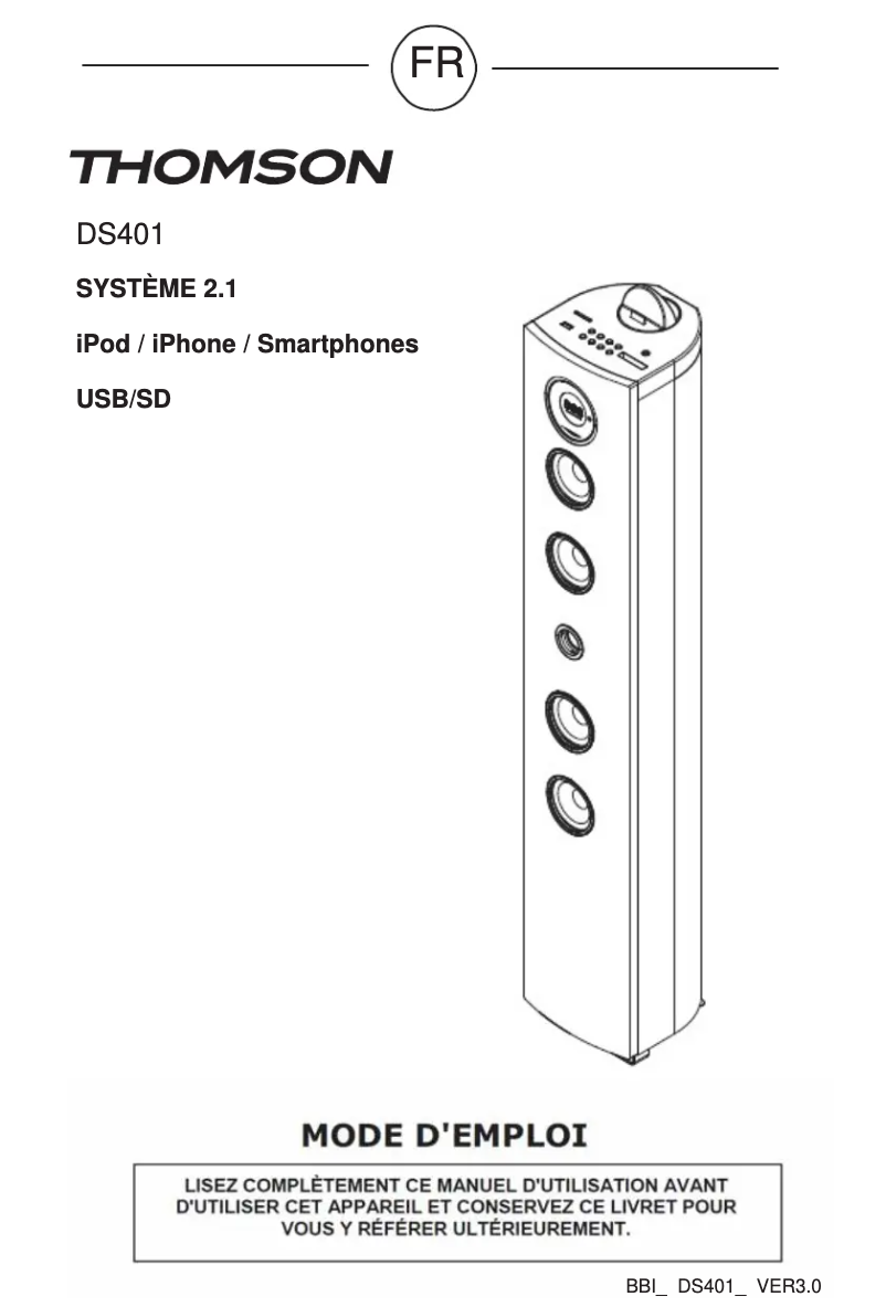 Image de la première page du manuel de l'appareil DS401