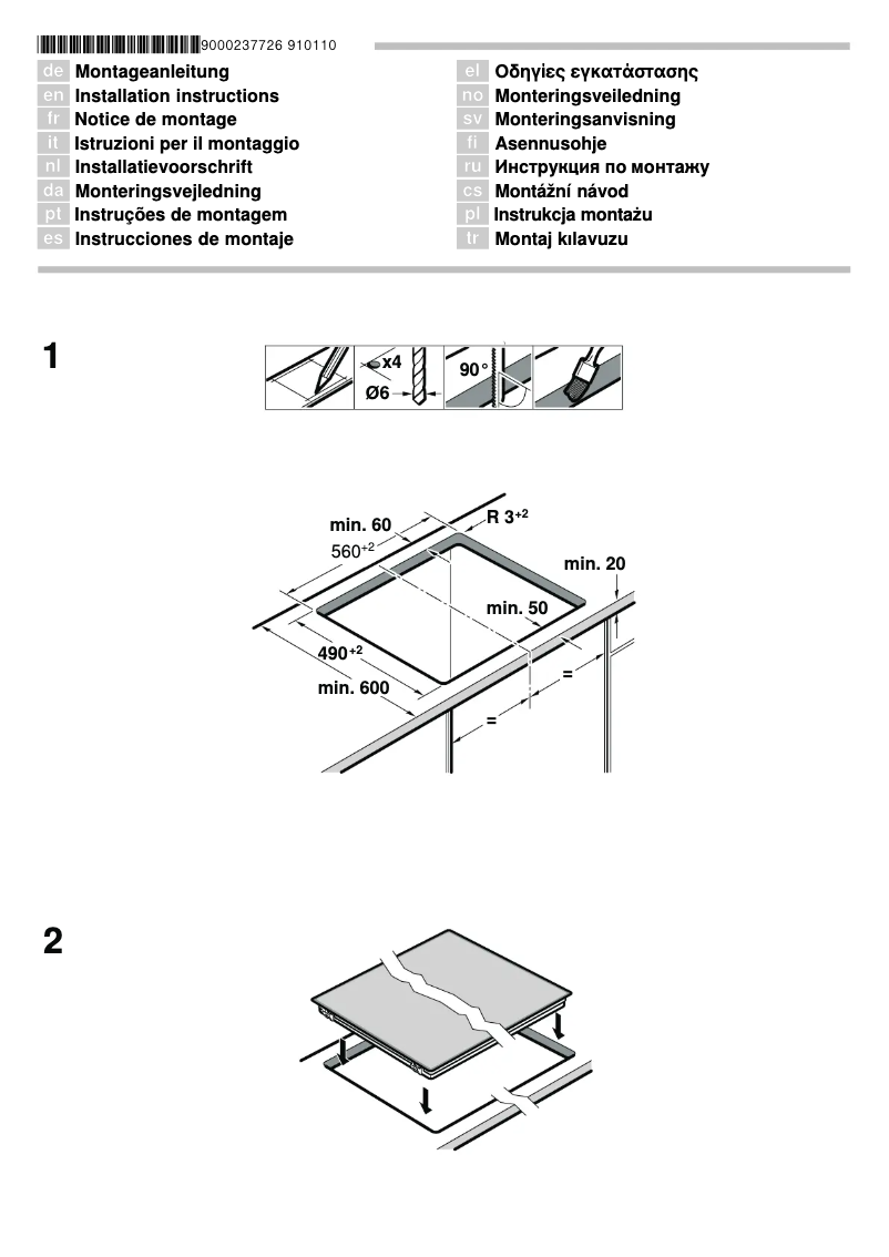 Page 1 de la notice Guide d'installation Siemens ET675MK11E