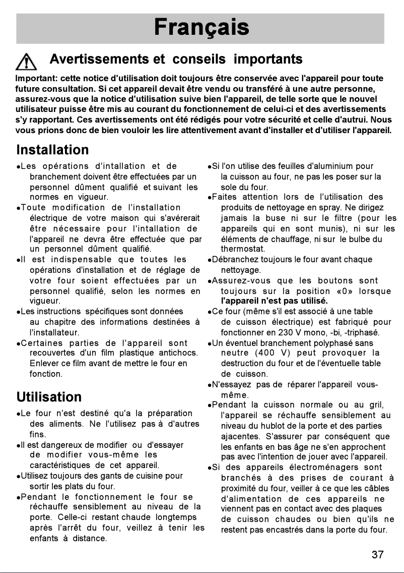 Page 1 de la notice Manuel utilisateur Zanker ZKB7337