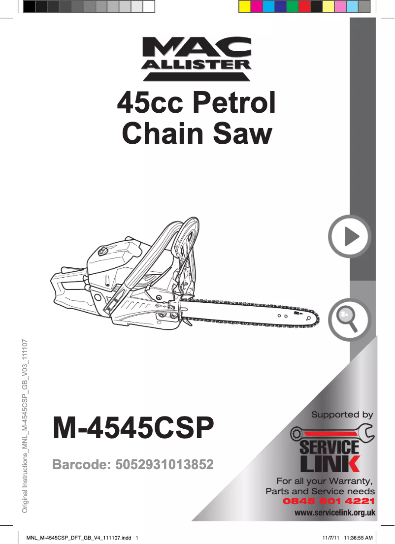 Image de la première page du manuel de l'appareil M-4545CSP