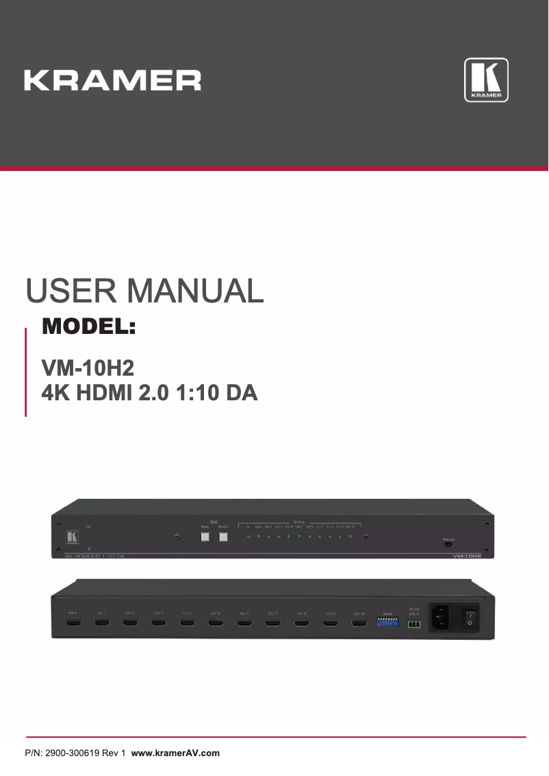 Page 1 de la notice Manuel utilisateur Kramer VM-10H2