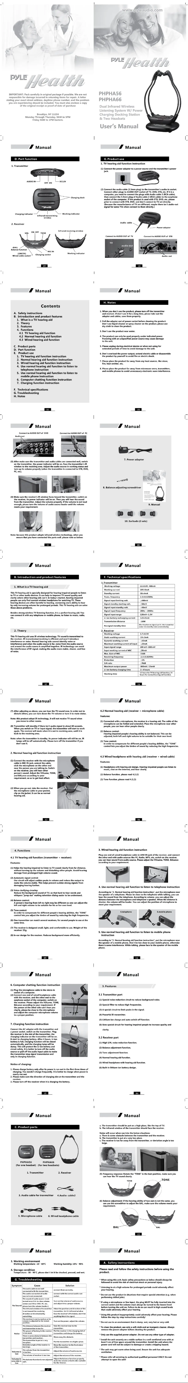 Page 1 de la notice Manuel utilisateur Pyle PHPHA66