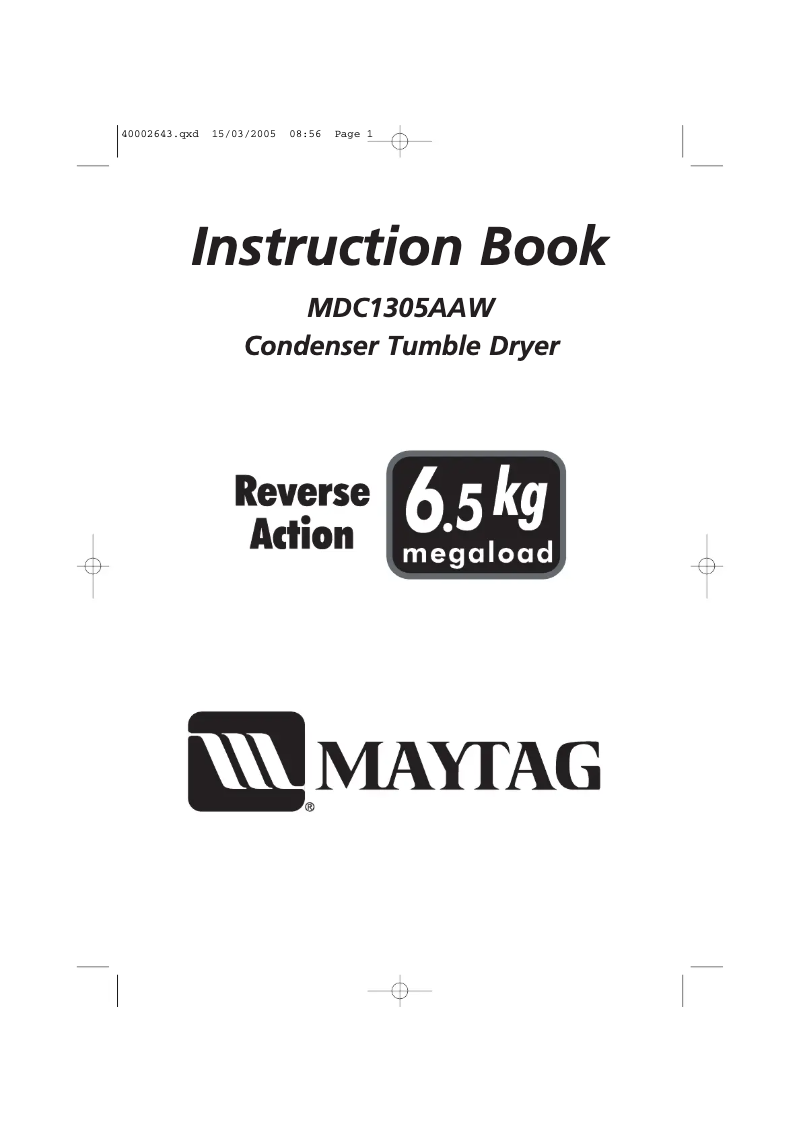 Page 1 de la notice Manuel utilisateur Maytag MDC1305AAW