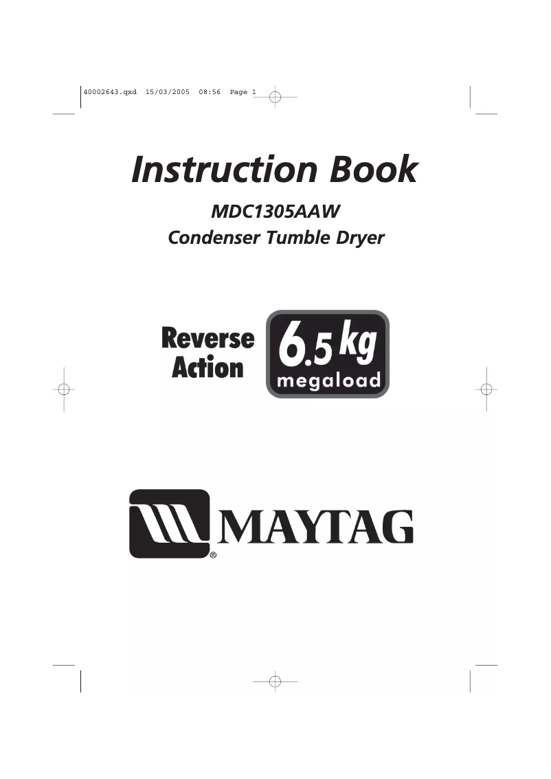 Page n°1 - Manuel utilisateur Maytag MDC1305AAW