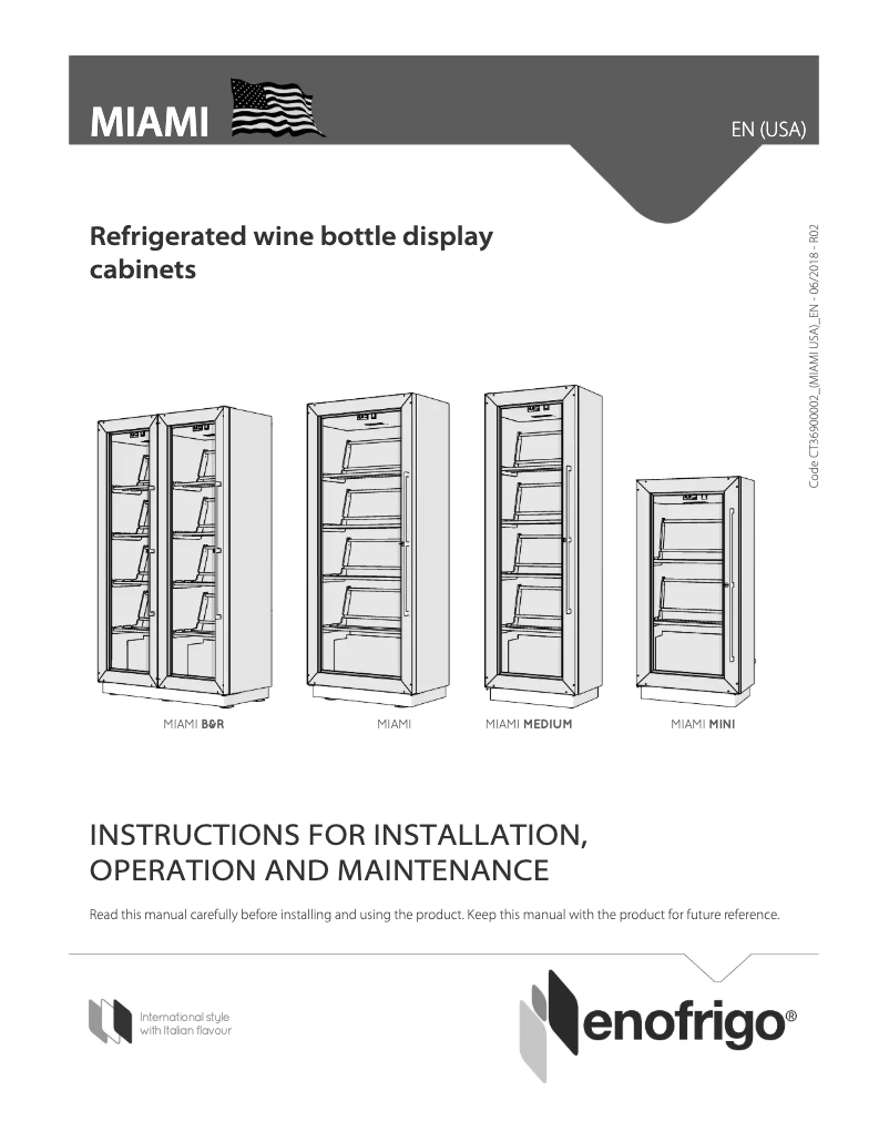 Page 1 de la notice Manuel utilisateur Enofrigo Miami