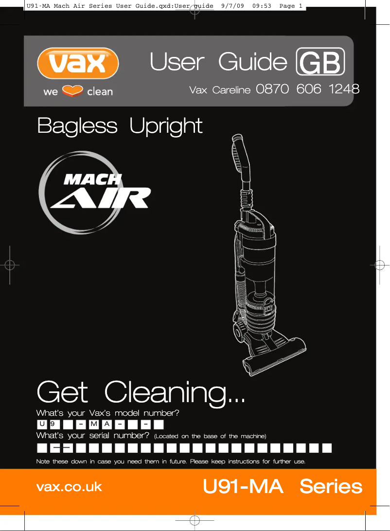 Page 1 de la notice Manuel utilisateur Vax Air Pet