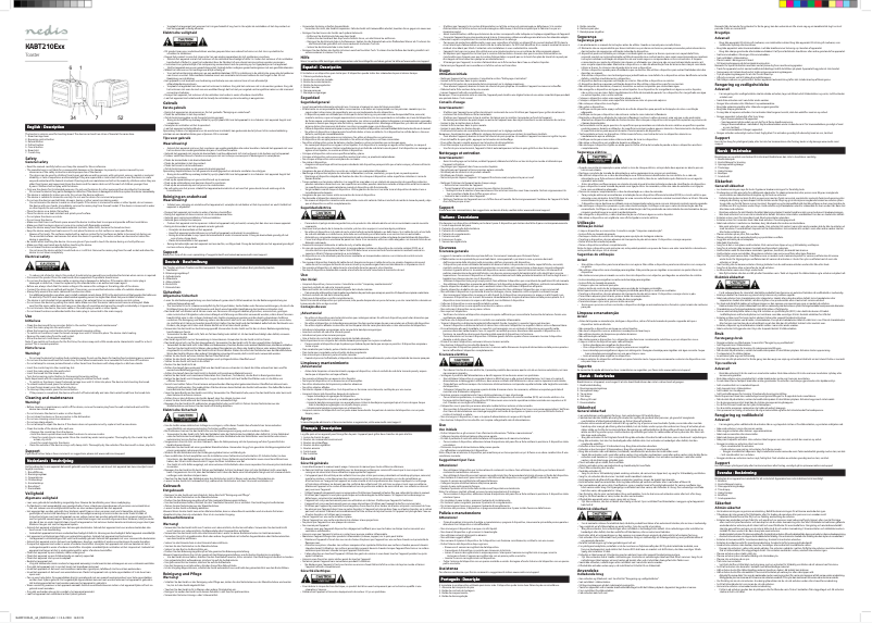 Page 1 de la notice Manuel utilisateur Nedis KABT210EAL