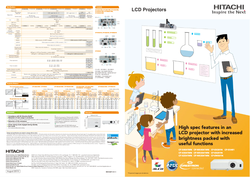 Page 1 de la notice Brochure Hitachi CP-WX3041WN
