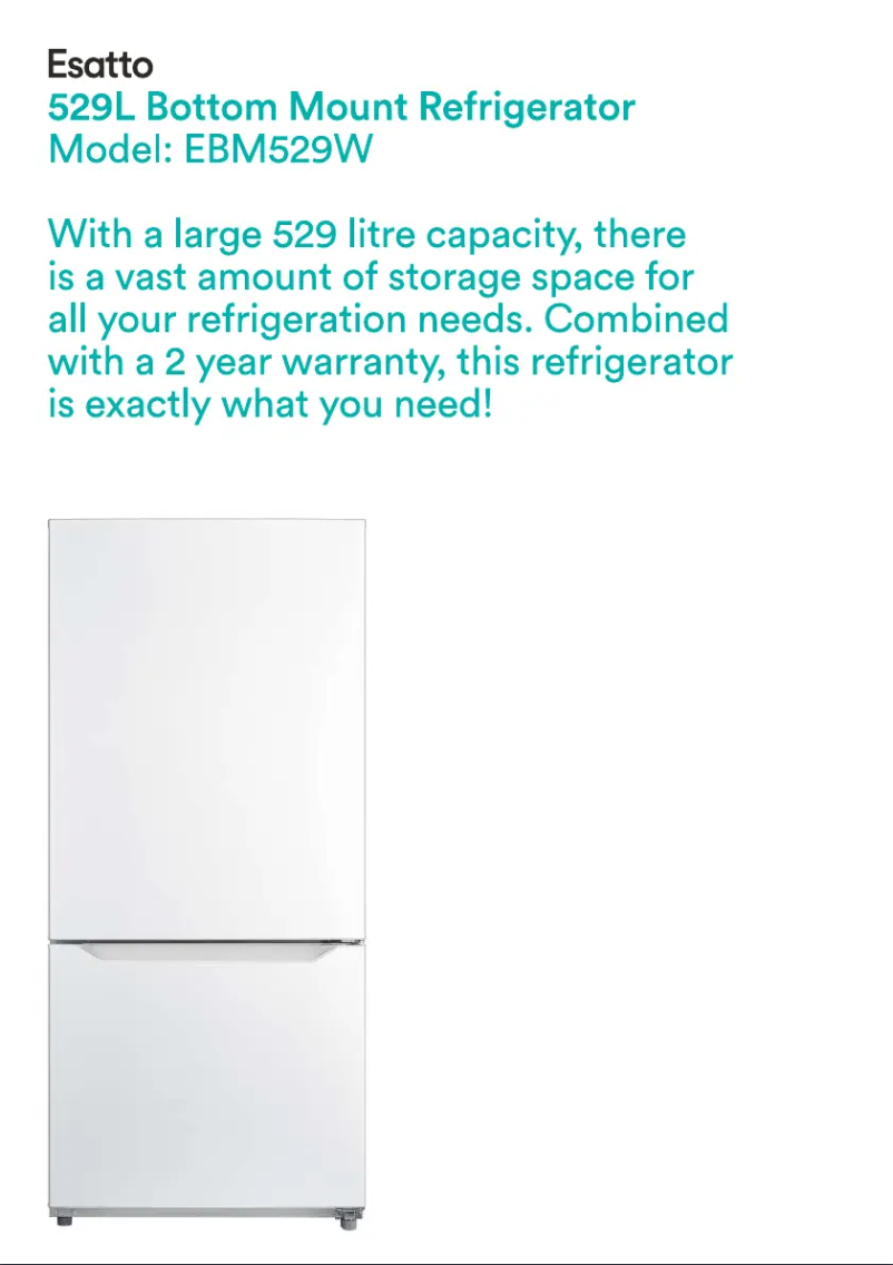 Página 1 del manual Ficha técnica Esatto EBM529W