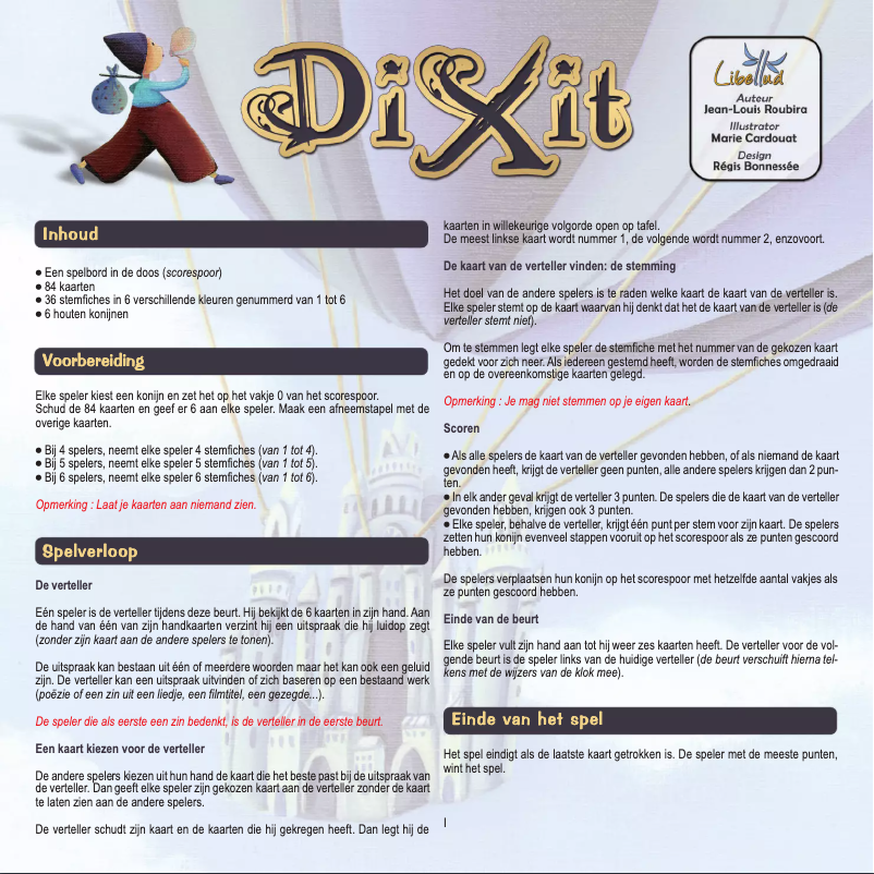 Page n°1 - Manuel utilisateur White Goblin Games Dixit