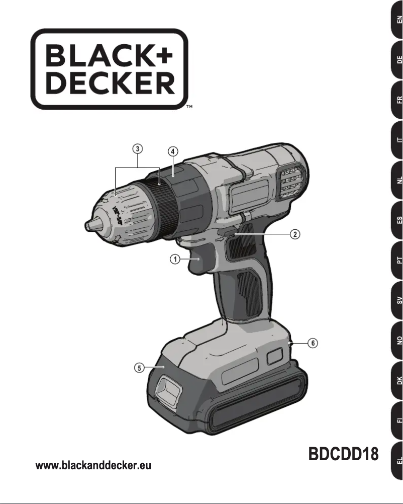 Page 1 de la notice Manuel utilisateur Black & Decker BDCDD18N