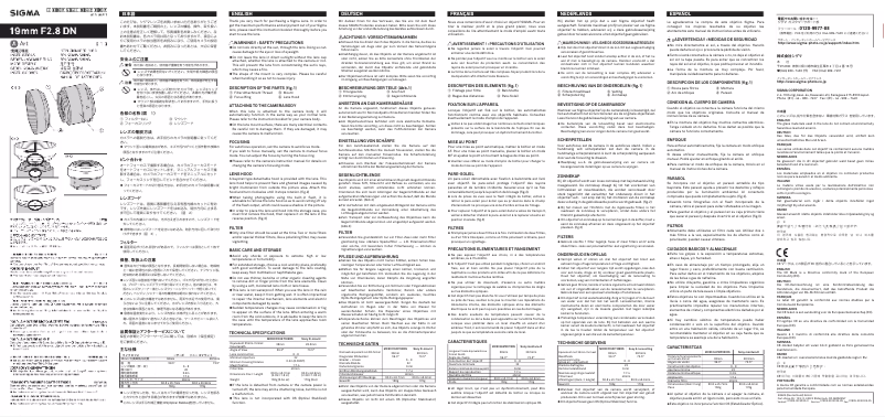 Page 1 de la notice Manuel utilisateur Sigma 19mm F2.8 DN