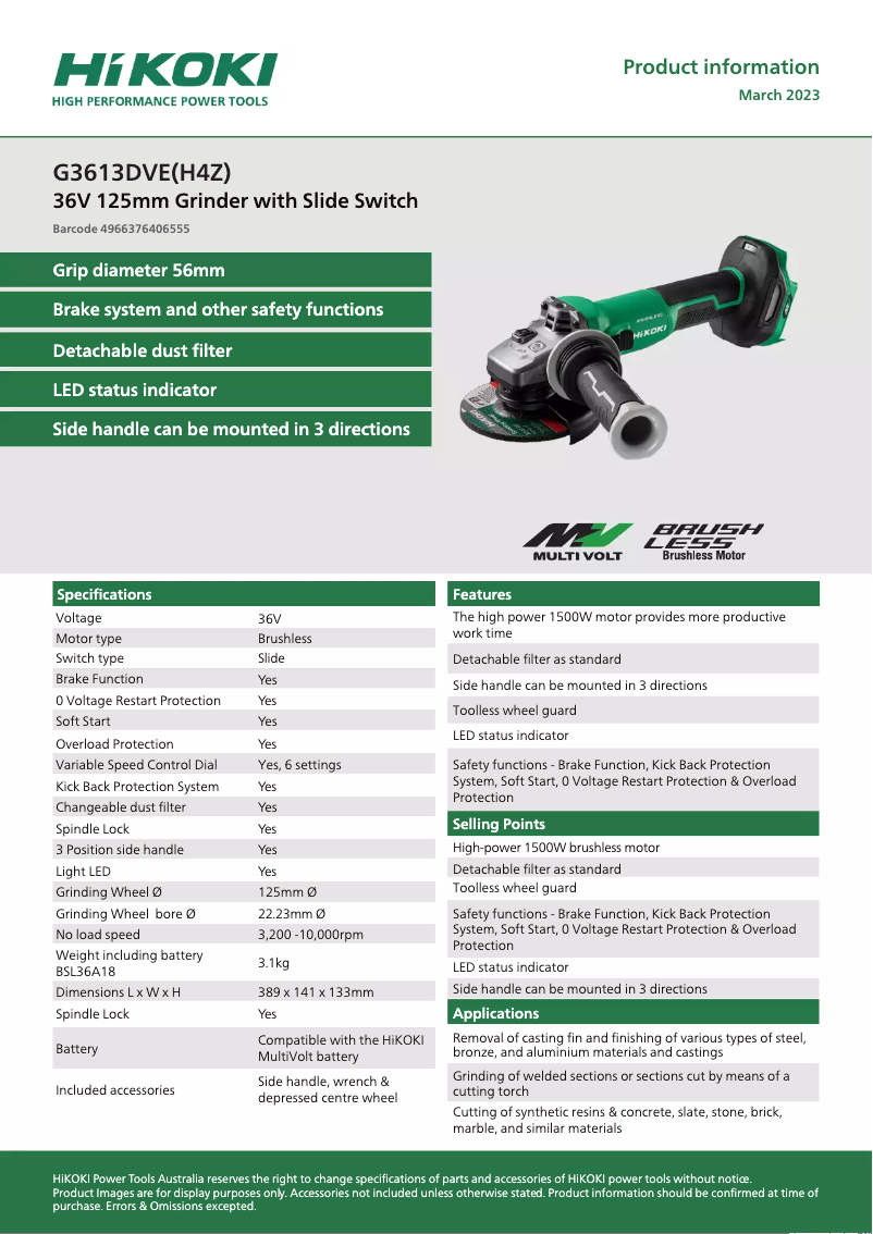 Image de la première page du manuel de l'appareil G3613DVE