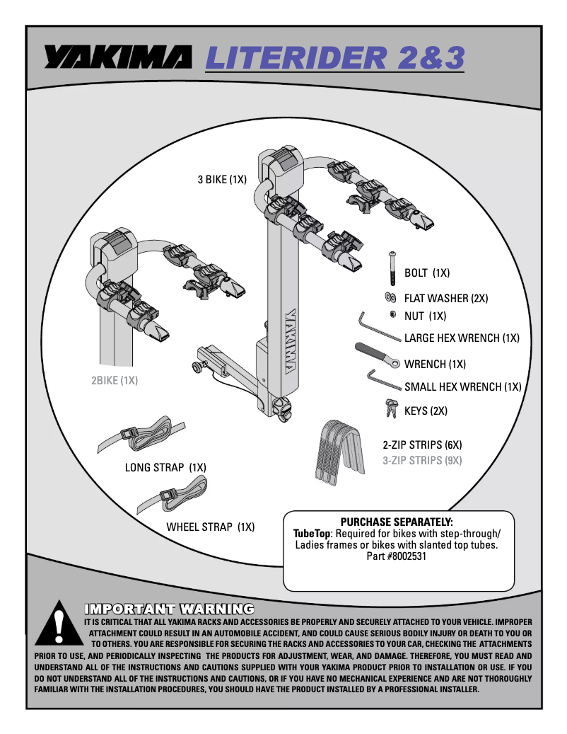 Page 1 de la notice Manuel utilisateur Yakima LiteRider 3