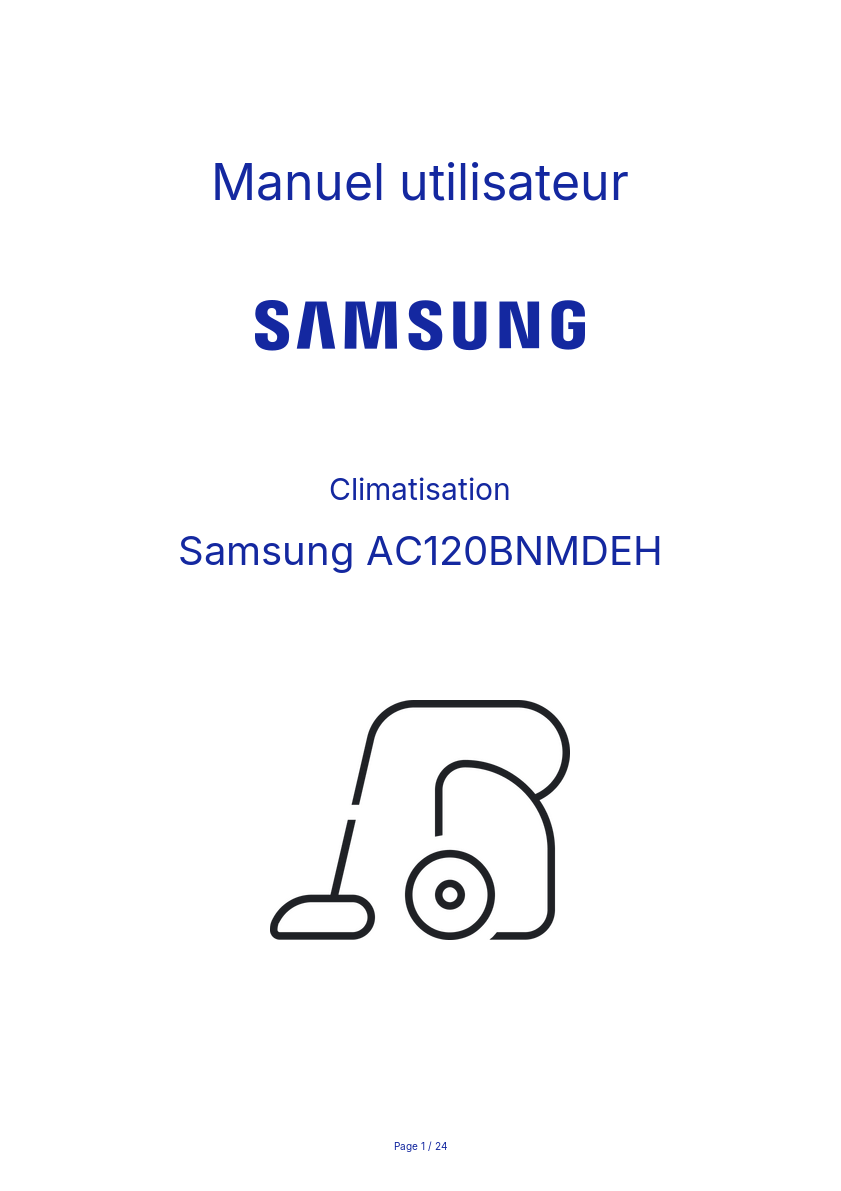 Image de la première page du manuel de l'appareil AC120BNMDEH