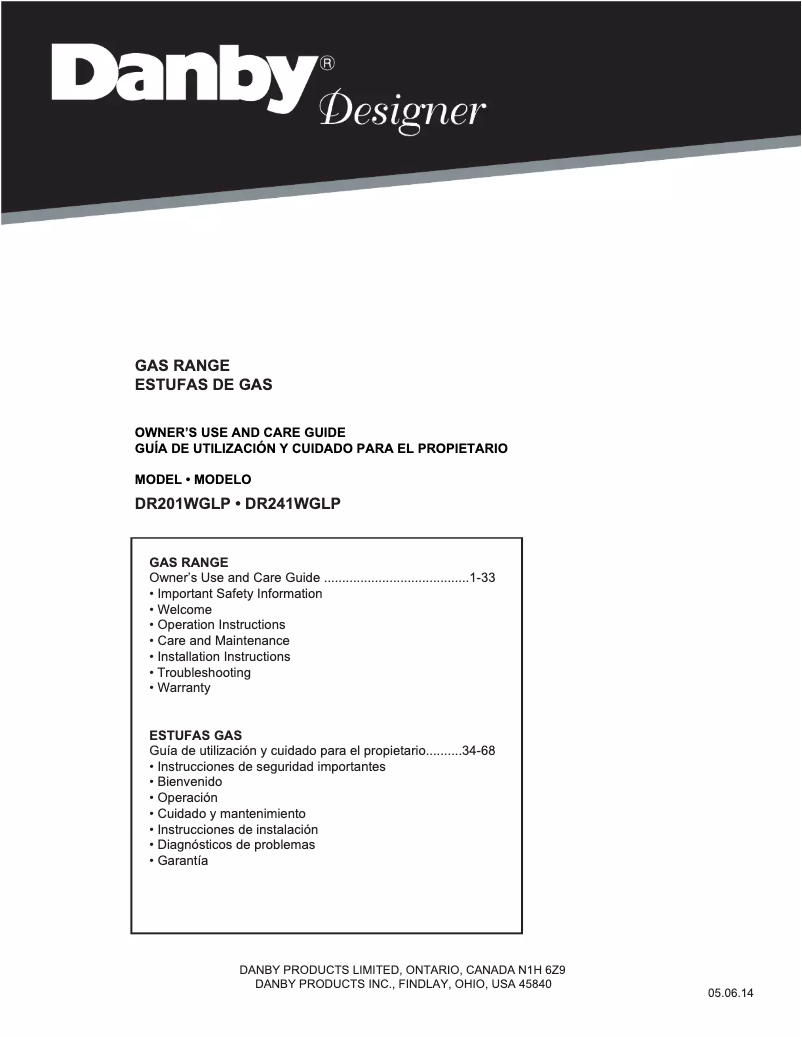 Page 1 de la notice Manuel utilisateur Danby DR241WGLP