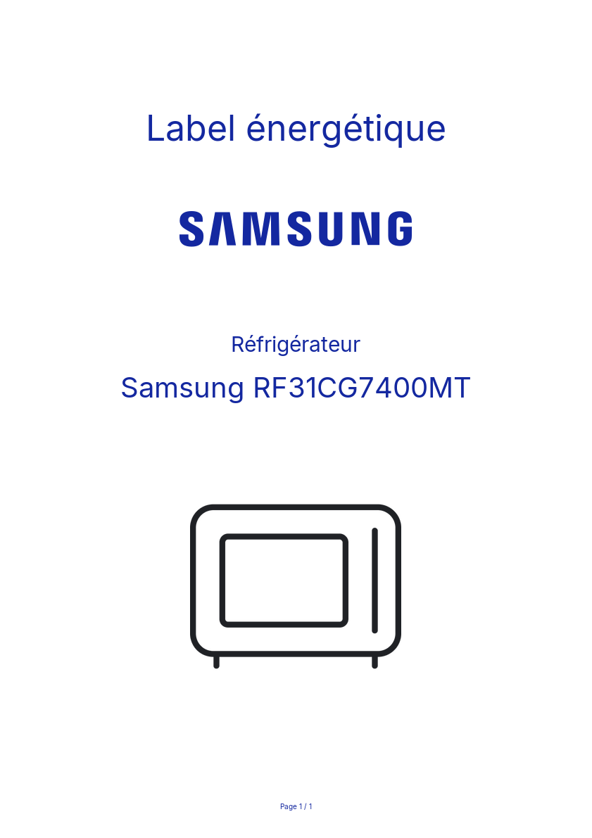 Page n°1 - Label énergétique Samsung RF31CG7400MT